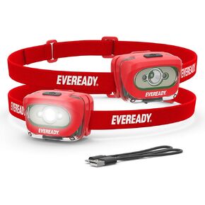 مصابيح أمامية Eveready X200 LED قابلة لإعادة الشحن (عبوة من قطعتين)، مصابيح أمامية فائقة السطوع مقاومة للماء IPX4 للجري والتخييم والطوارئ وفي الهواء الطلق (يتضمن كابل USB) in Kuwait