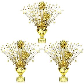 Capoda 3 Pcs Gold Foil Spray Table Centerpieces Birthday Metallic Plastic Decoration Centerpiece Glitter Foil Birthday Party Table Decoration for Birthday Anniversary Home Table Party Supplies Decor