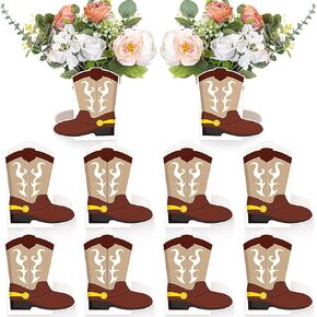 8 PCS Cowboy Boots Flower Boxes Centerpiece Western Cowboy Party Decorations Cowboy Party Centerpieces for Western Theme Cowboy Birthday Baby Shower Wedding Party Supplies