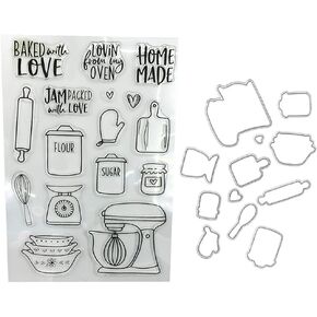 Kitchen Ware Silicone Clear Stamp and Die Sets for Card Making, DIY Embossing Photo Album Decorative Craft