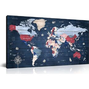 ZHAOSHOP Map Of The World - World Map Wall Art For Office - Black Poster Wall Decor For Women Ready To Hang Size 40" x 20"