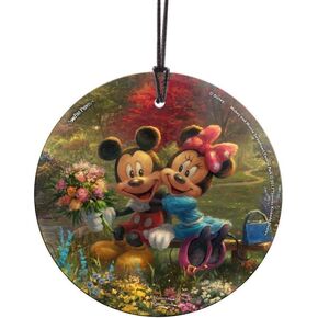 Disney's 100th Anniversary Celebration – Mickey and Minnie Mouse – 3.5" Starfire Prints Hanging Glass Print Accessory – Officially Licensed Collectible | Complimentary Velveteen Gift Bag
