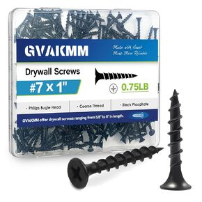 Drywall Screws Assortment Kit,#7 Black Wood Screws Set,160pcs，5 Sizes(3'',2'',1-3/8'',1'',5/8''),Coarse Thread Phillips Drive Bugle Head Sharp Point,Ideal for Wood,Sheetrock and More