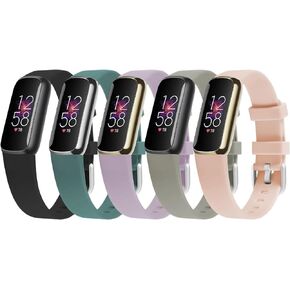 SKYLET Compatible for Fitbit Luxe Bands for Women Men, 5 Pack Soft Silicone Sport Replacement Wristband Straps Compatible for Fitbit Luxe Special Edition Fitness Tracker Accessories Bands Women