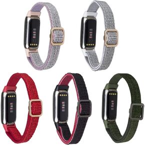 Adjustable Elastic Bands Compatible with Fitbit Luxe, Replacement Stretchy Nylon Loop Skin-Friendly Strap Soft Wristbands for Women Men
