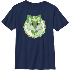 Pokemon Kids Sprigatito Sparkle Boys Short Sleeve Tee Shirt