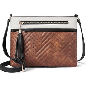 BOSTANTEN Crossbody Bags for Women Quilted Purses Medium Shoulder Handbags with Tassel