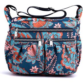 Crossbody Bags for Women Multiple Pockets Shoulder Handbag Casual Nylon Lightweight Purse