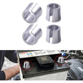 2Pairs Battery Terminal Shims Battery Post Shims, Car Battery Terminal Converter Post Adaptor for Anode Cathode Sleeves Battery Negative & Positive Post Shim Lead for Most Car RV Truck