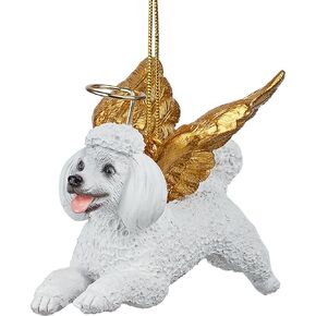 ANGEL WHITE POODLE ORNAMENT