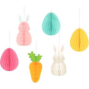 NICROHOME 6 قطع زينة شجرة عيد الفصح، ورق معلق على شكل قرص العسل وبيض الأرانب للمنزل في الهواء الطلق وساحة الفصل الدراسي ونافذة ديكور حفلات عيد الفصح in Kuwait