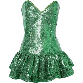 Daisy corsets Women's Top Drawer Green Sequin Steel Boned Mini Corset Dress