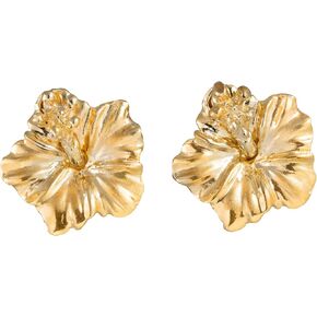 أقراط زهرة الكركديه هاواي من الذهب الأصفر الخالص عيار 14 قيراط، خالية من النيكل ولا تسبب الحساسية للبشرة الحساسة، للأم والابنة، يتضمن صندوق هدايا in Kuwait