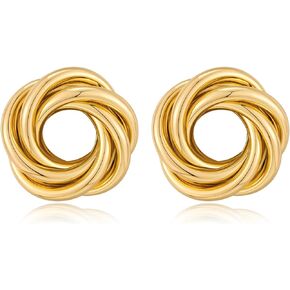 MUYAN Gold Vintage Large Chunky Earrings for Women Trendy Round Rope Disc Statement Stud Earring Jewelry Gift