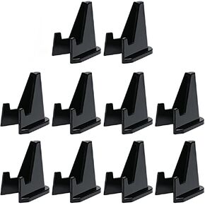 10 Pieces Acrylic Easel Plate Stands Easel Display Stands Mini Coin Display Holder Coin Medals Display Holders Badge Show Stand Exhibit Mount(Black, Medium Size)