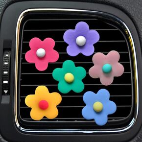 6 Pieces Car Decoration Flower Cute Car Vent Clips, Air Conditioning Outlet Clip, Dashboard Decorations, Car Accessories for Women Interior Decor (Daisy flower)
