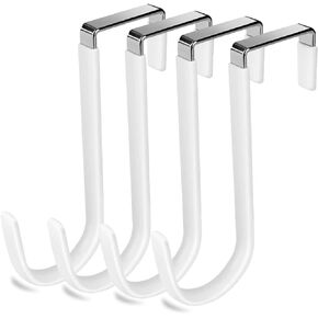 DINGEE Over The Door Hooks,4 Packs Vinyl Coated Over Door Hanger Heavy Duty Hook for Hanging Bathroom, Living Room, Kitchen Hanging Towels, Clothes, Shoes Bag, Hats, Coats