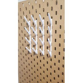 'Just Hanging' Thread Display Storage, Compatible with IKEA SKADIS Pegboards. (Glossy White, 8Pack, 4Spot Spools)