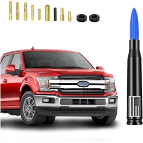 هوائي سيارة بعلم أمريكي، هوائي قصير لراديو AM/FM مقاس 5.5 بوصة مع محول 9 براغي وحلقتين مطاطيتين، هوائي ألومنيوم عالمي، ملحقات بديلة تلقائية لشاحنة الالتقاط SUV (أسود) in Kuwait