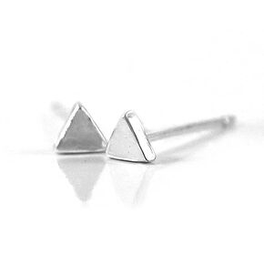 Pair of Tiny Triangle Stud Earrings, Minimalist Geometric Studs, 925 Sterling Silver, Fits as First Second and Third Earring, 3.5mm 0.14 Inches, Handmade Unisex Jewelry for Women and Men by Sigalagia