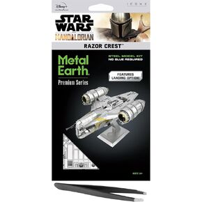 Metal Earth Fascinations Premium Series Star Wars The Mandalorian Razor Crest 3D Metal Model Kit Bundle with Tweezers