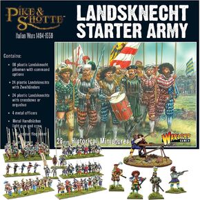 Wargames Delivered Pike & Shotte - Landsknecht Starter Army. 28mm Base Revolutionary Miniature Military Soldiers for Miniature War Game and Model War by Warlord Games