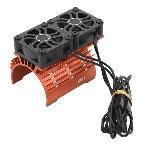 RC Motor Cooling Heatsink, Dual Cooling Fans RC Motor Heatsink Cover 263mm 36mm Extension Cable for Replacement (Orange)