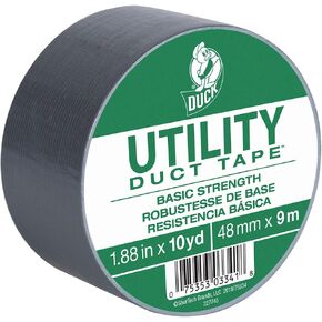 شريط لاصق من العلامة التجارية 1118393 من Duck Tape ذو قوة أساسية، عبوة واحدة مقاس 1.88 بوصة × 55 ياردة، فضي