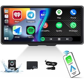 10.36 بوصة ستيريو سيارة محمول كامل HD شاشة لمس CarPlay دعم شاشة CarPlay اللاسلكية Android Auto Bluetooth بدون استخدام اليدين كاميرا احتياطية 64G بطاقة دعم وصلة مرآة، FM، GPS، مدخل Aux in Saudi Arabia