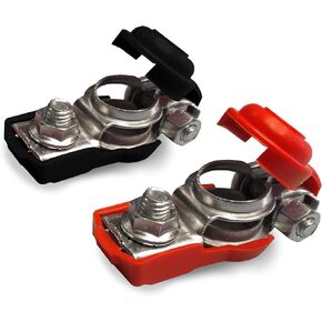 MGI SpeedWare 12v Automotive Battery Terminal Connectors with Cover, Red + Black Pair