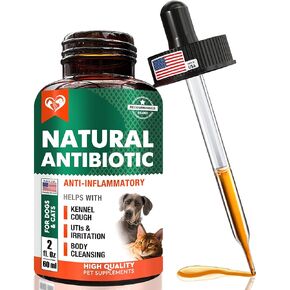Natural Herbal Antibiotics for Cats and Dogs - Kennel Cough Relief & Urinary Tract Support - Cranberry UTI Treatment Pet Supplement - Respiratory & Cold Infection Medicine - Made in USA