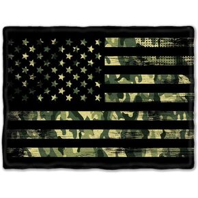 American Flag with Green Camo Baby Blanket Super Soft Microfiber Swaddling Blankets Wrap for Boys and Girls
