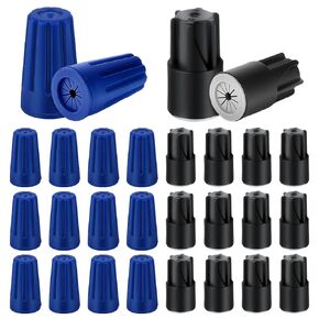 SAVITA 30pcs Waterproof Wire Caps, Twist Nuts Caps Outdoor Electrical Wire Connectors Compatible with 22AWG-12AWG for Irrigation Outdoor Lighting (Blue, Black)