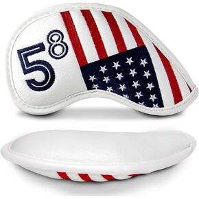 US Flag Wedge Cover 58, American Flag Golf Wedge Head Cover 58 for Ping, Callaway, Mizuno - Premium Leather Golf Iron Club Head Cover Headcover for Men