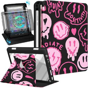 for Kindle Fire HD 8 Tablet Case - 12th Generation 2022 Release 8 Inch Women Girls Cute Folio Cover with Pencil Holder Girly Flower Floral Design Rotating Stand Cases for Amazon Fire HD 8
