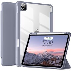 JKSML Case for iPad Pro 11, Case with Pencil Holder for iPad Pro 11 Inch 4th/3rd/2nd Generation 2022/2021/2020, Transparent Protective Case for iPad Pro 11, Supports Pencil 2 Charging, Cream White