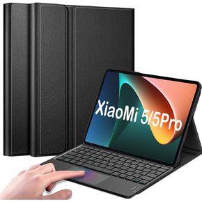 Keyboard Case with Touchpad for Xiaomi Mi Pad 5 Pro, Bluetooth Leather Stand Case Cover, Black (78 Keys, Battery Powered, Auto Sleep/Wake UP, Pencil Holder)