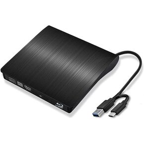 External 6X Blu-ray Player DVD CD Writer USB 3.0 USB C 3D Blu-ray Player Drive CD DVD Burner for iMac MacBook Laptop PC Windows 11/10/8/7, Linux, Mac OS