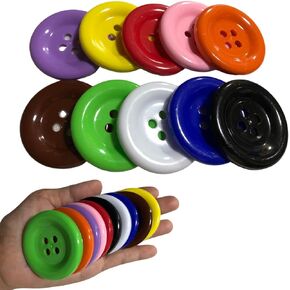 2 inch (50 mm) Large Button Pastel Color Craft Flatback Button 4 Holes Assort Color 10 Pcs for Crafts Making, Clothes Sewing and DIY Projects, Scrapbook (Pastel Color)