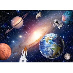 Outer Space Backdrop for Baby Kids,Astronauts Rockets Spaceship Universe Planets Background,Perfect for Children's Galaxy Themed Birthday Party Decorations Photo Banner (5X3 FT)