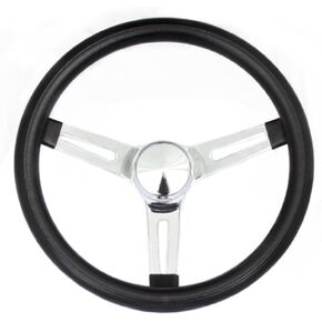 Grant 8546 Classic Series 13.5 inch Black 3-Slotted Chrome Spokes Steering Wheel