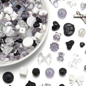 Lemonkey 500pcs Cute Assorted Beads Acrylic Mix Random Style Flower Butterfly Candy Star Kawaii Beads for Jewelry Making Bracelet Necklaces(Mix 10 Colors)