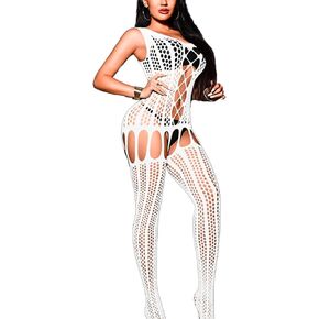 Women Sexy Fishnet Bodysuit, Hollow Out Body Stocking Sheer Lingerie Full Body Jumpsuits, Going Out Club Rave Outfits