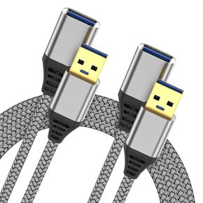 ZMHPJQ 2 Pack 6FT USB Extension Cable USB 3.0 Extension Cord Type A Male to Female Durable Material Fast Data Transfer Compatible with Printer, USB Keyboard, Flash Drive, Hard Drive, PlayStation