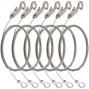 BOOHAO 6 قطع سلك تعليق للصور قابل للتعديل سلك من الفولاذ المقاوم للصدأ قابل للتعديل مع حلقة وخطاف حبل شماعات إطار عالي التحمل لأجهزة مصباح ضوء المرآة (20 بوصة) in Kuwait