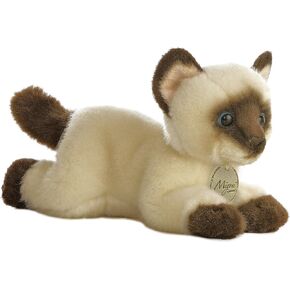 Aurora® Adorable Miyoni® Siamese Cat Stuffed Animal - Lifelike Detail - Cherished Companionship - Brown 8 Inches