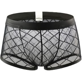 Sexy Mens See Through Mesh Underwear Bulge Pouch Ice Silk Underpants Breathable Boxer Briefs
