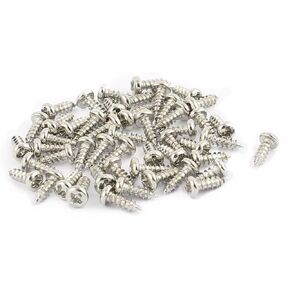uxcell 50pcs M2.5 X 8mm Stainless Steel Phillips Pan Round Head Self Tapping Screws