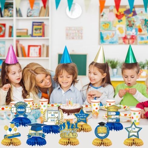 9 Pieces Blue Father's Day Decorations, Double Side Printed Table Honeycomb Centerpiece for Happy Father's Day Family Party Supplies, Party Banner Photo Backdrop Table Decorations in Saudi Arabia