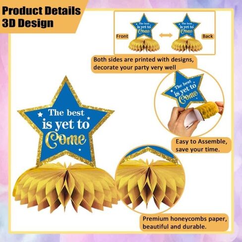 9 Pieces Blue Father's Day Decorations, Double Side Printed Table Honeycomb Centerpiece for Happy Father's Day Family Party Supplies, Party Banner Photo Backdrop Table Decorations in Saudi Arabia
